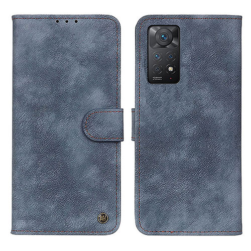 Leather Case Stands Flip Cover Holder N03P for Xiaomi Redmi Note 11 Pro 4G Blue