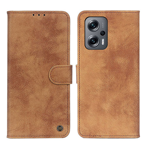 Leather Case Stands Flip Cover Holder N03P for Xiaomi Redmi Note 11T Pro+ Plus 5G Brown