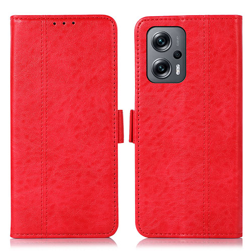 Leather Case Stands Flip Cover Holder N03P for Xiaomi Redmi Note 12 Turbo 5G Red