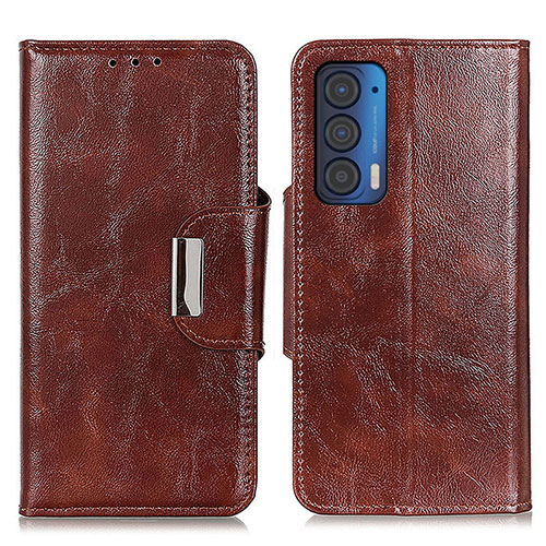 Leather Case Stands Flip Cover Holder N04P for Motorola Moto Edge (2021) 5G Brown