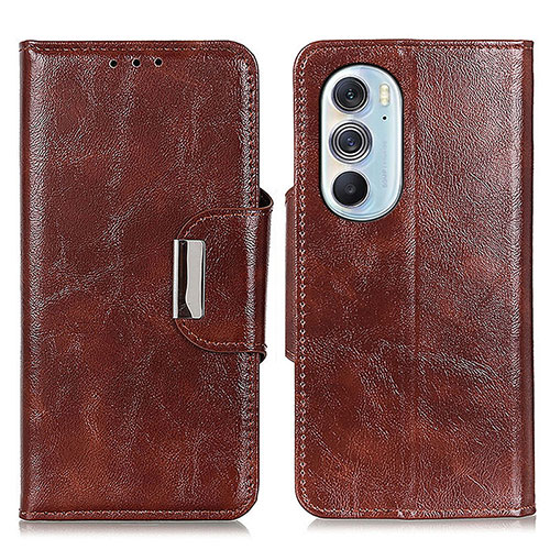 Leather Case Stands Flip Cover Holder N04P for Motorola Moto Edge Plus (2022) 5G Brown