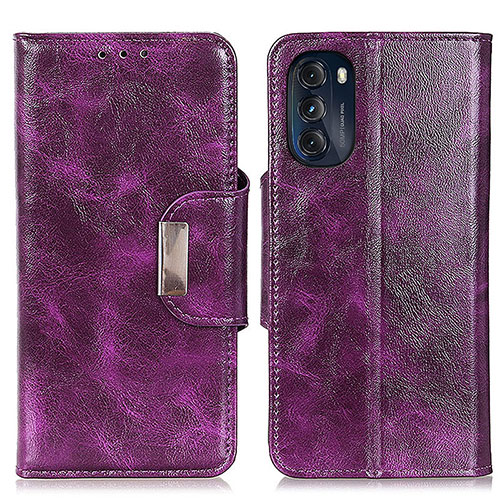 Leather Case Stands Flip Cover Holder N04P for Motorola Moto G 5G (2022) Purple