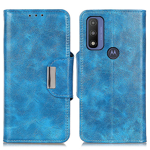 Leather Case Stands Flip Cover Holder N04P for Motorola Moto G Pure Sky Blue