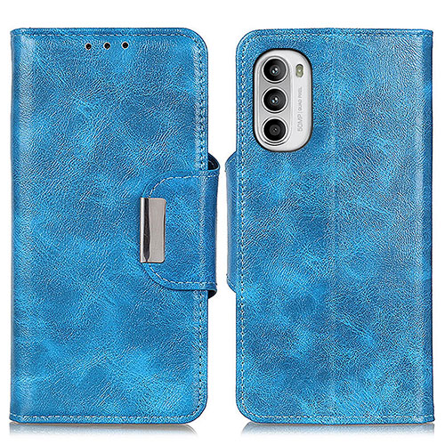 Leather Case Stands Flip Cover Holder N04P for Motorola Moto G71s 5G Sky Blue