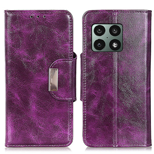 Leather Case Stands Flip Cover Holder N04P for OnePlus 10 Pro 5G Purple