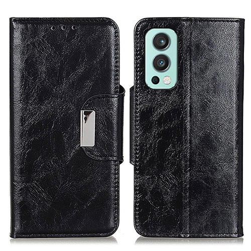 Leather Case Stands Flip Cover Holder N04P for OnePlus Nord 2 5G Black