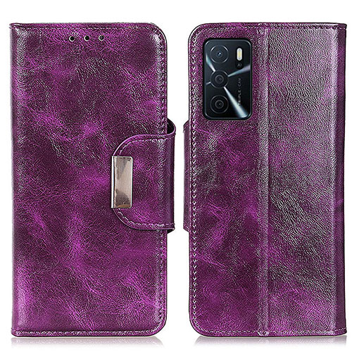 Leather Case Stands Flip Cover Holder N04P for Oppo A16 Purple