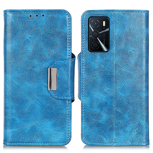 Leather Case Stands Flip Cover Holder N04P for Oppo A54s Sky Blue