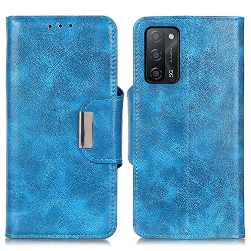 Leather Case Stands Flip Cover Holder N04P for Oppo A55 5G Sky Blue