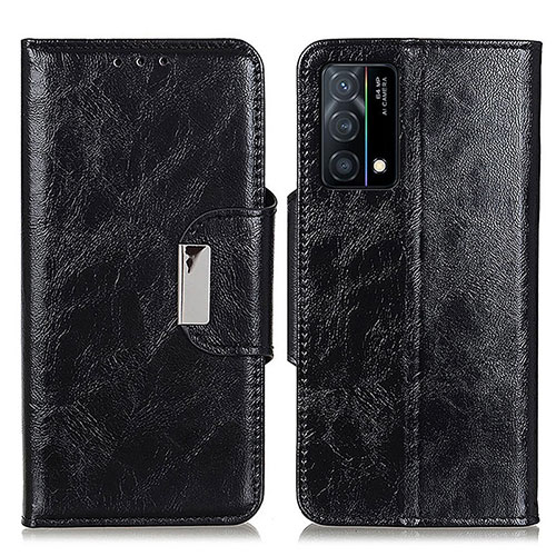 Leather Case Stands Flip Cover Holder N04P for Oppo K9 5G Black