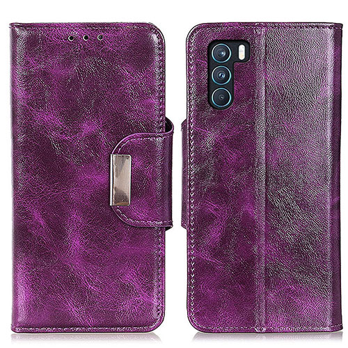 Leather Case Stands Flip Cover Holder N04P for Oppo K9 Pro 5G Purple