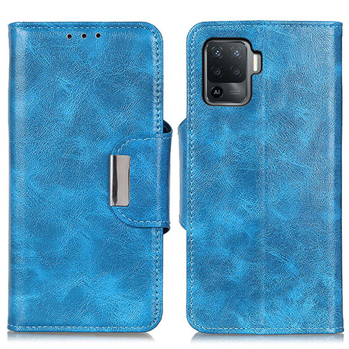 Leather Case Stands Flip Cover Holder N04P for Oppo Reno5 F Sky Blue