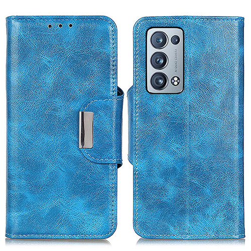 Leather Case Stands Flip Cover Holder N04P for Oppo Reno6 Pro 5G Sky Blue