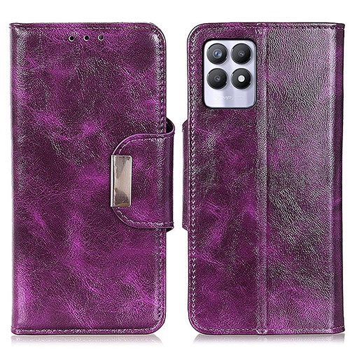 Leather Case Stands Flip Cover Holder N04P for Realme 8i Purple