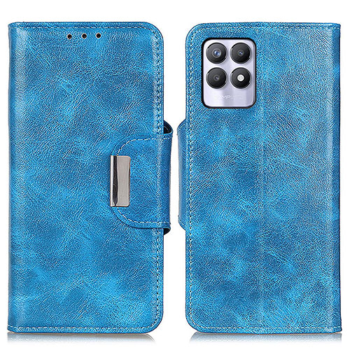 Leather Case Stands Flip Cover Holder N04P for Realme 8i Sky Blue