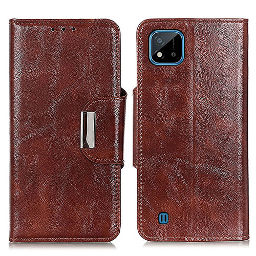 Leather Case Stands Flip Cover Holder N04P for Realme Narzo 50i Brown