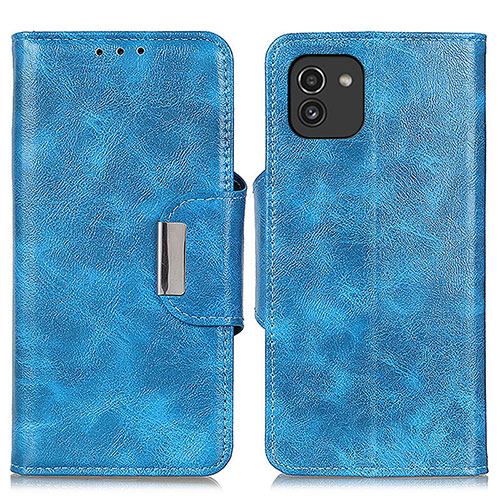 Leather Case Stands Flip Cover Holder N04P for Samsung Galaxy A03 Sky Blue