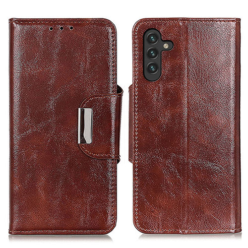 Leather Case Stands Flip Cover Holder N04P for Samsung Galaxy A04s Brown