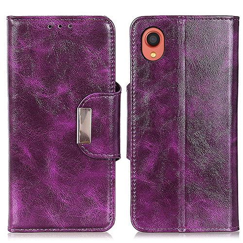 Leather Case Stands Flip Cover Holder N04P for Samsung Galaxy A22 5G SC-56B Purple