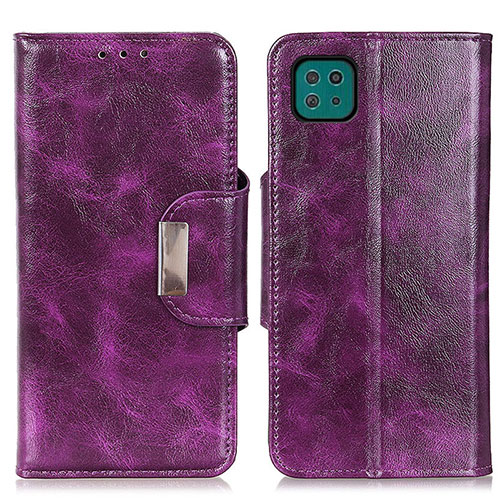 Leather Case Stands Flip Cover Holder N04P for Samsung Galaxy F42 5G Purple