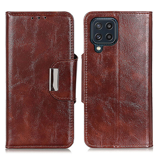 Leather Case Stands Flip Cover Holder N04P for Samsung Galaxy M32 4G Brown