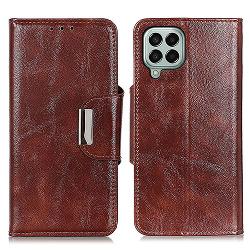 Leather Case Stands Flip Cover Holder N04P for Samsung Galaxy M33 5G Brown