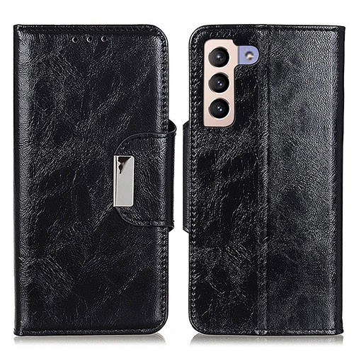 Leather Case Stands Flip Cover Holder N04P for Samsung Galaxy S22 Plus 5G Black