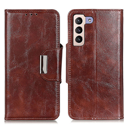 Leather Case Stands Flip Cover Holder N04P for Samsung Galaxy S24 5G Brown