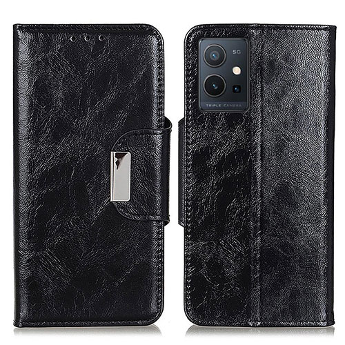 Leather Case Stands Flip Cover Holder N04P for Vivo iQOO Z6 5G Black