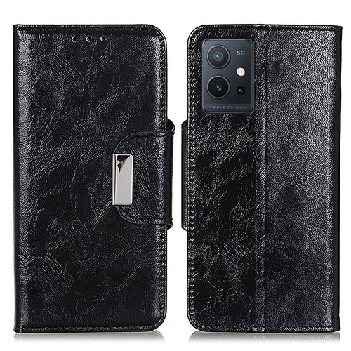 Leather Case Stands Flip Cover Holder N04P for Vivo T1 5G India Black