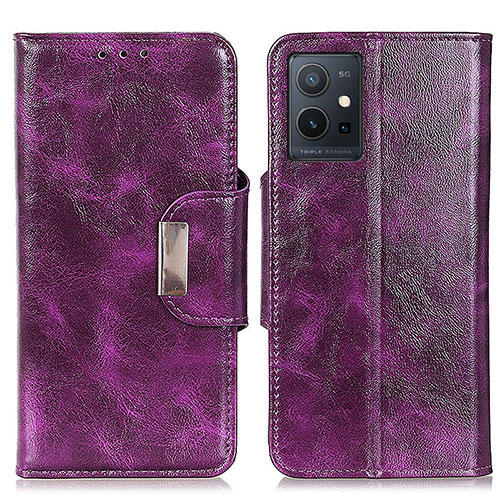 Leather Case Stands Flip Cover Holder N04P for Vivo Y33e 5G Purple