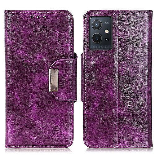 Leather Case Stands Flip Cover Holder N04P for Vivo Y75 5G Purple