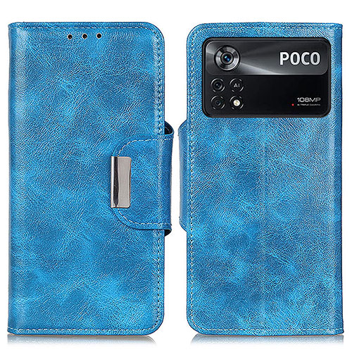 Leather Case Stands Flip Cover Holder N04P for Xiaomi Poco X4 Pro 5G Sky Blue