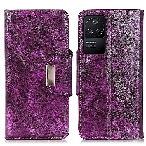 Leather Case Stands Flip Cover Holder N04P for Xiaomi Redmi K40S 5G Purple