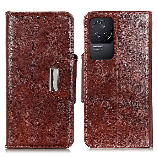 Leather Case Stands Flip Cover Holder N04P for Xiaomi Redmi K50 5G Brown