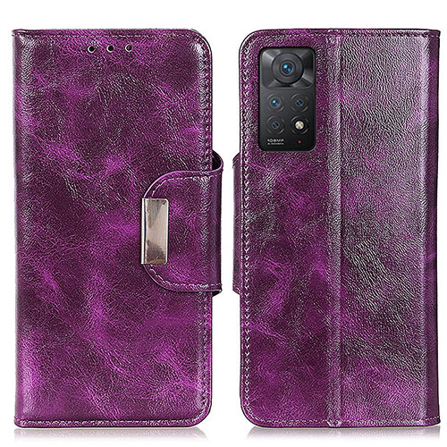 Leather Case Stands Flip Cover Holder N04P for Xiaomi Redmi Note 11 Pro 4G Purple