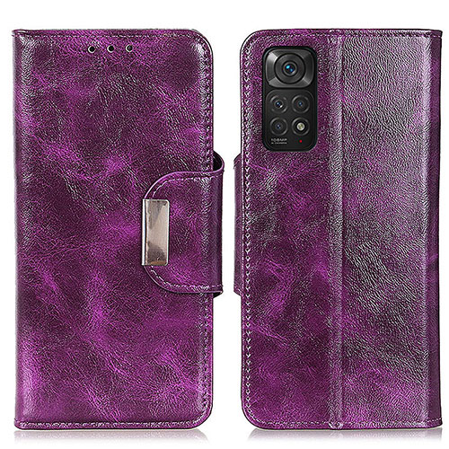 Leather Case Stands Flip Cover Holder N04P for Xiaomi Redmi Note 11S 4G Purple