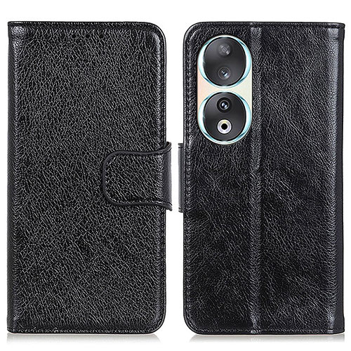 Leather Case Stands Flip Cover Holder N05P for Huawei Honor 90 5G Black