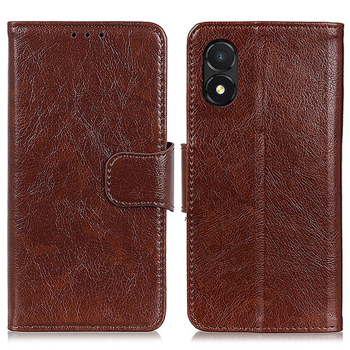 Leather Case Stands Flip Cover Holder N05P for Huawei Honor X5 Brown