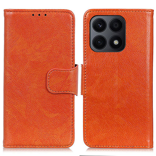 Leather Case Stands Flip Cover Holder N05P for Huawei Honor X8a 4G Orange