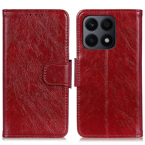 Leather Case Stands Flip Cover Holder N05P for Huawei Honor X8a 4G Red