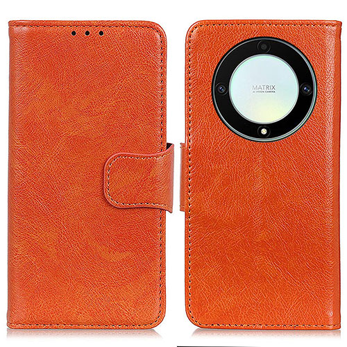 Leather Case Stands Flip Cover Holder N05P for Huawei Honor X9a 5G Orange