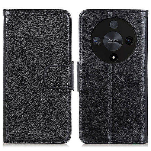 Leather Case Stands Flip Cover Holder N05P for Huawei Honor X9b 5G Black