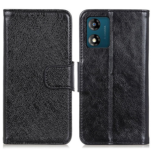 Leather Case Stands Flip Cover Holder N05P for Motorola Moto E13 Black