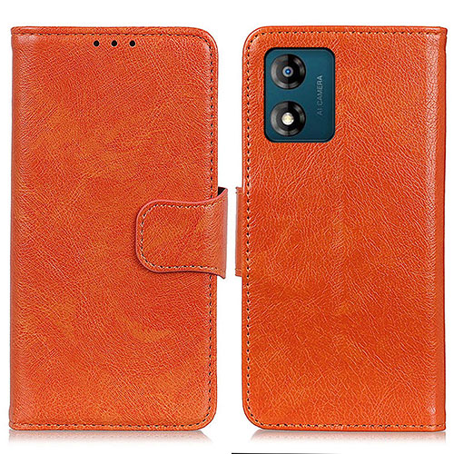 Leather Case Stands Flip Cover Holder N05P for Motorola Moto E13 Orange