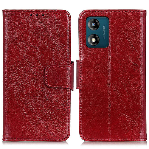 Leather Case Stands Flip Cover Holder N05P for Motorola Moto E13 Red