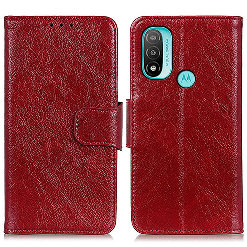 Leather Case Stands Flip Cover Holder N05P for Motorola Moto E20 Red