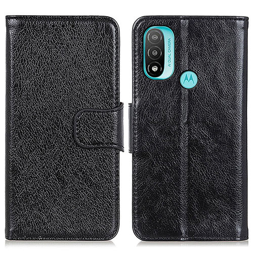 Leather Case Stands Flip Cover Holder N05P for Motorola Moto E40 Black