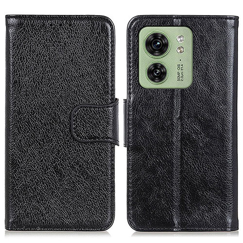 Leather Case Stands Flip Cover Holder N05P for Motorola Moto Edge (2023) 5G Black