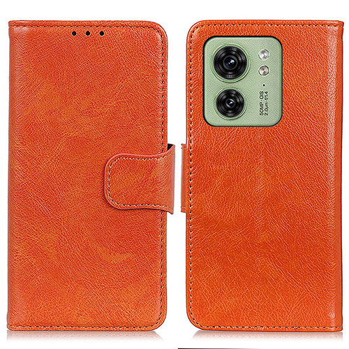 Leather Case Stands Flip Cover Holder N05P for Motorola Moto Edge (2023) 5G Orange